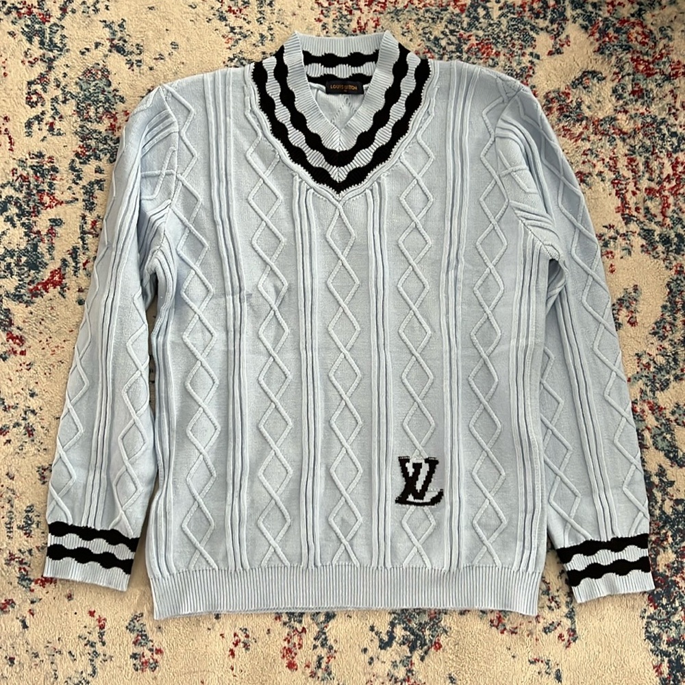 Louis Vuitton V-neck cable knit sweater